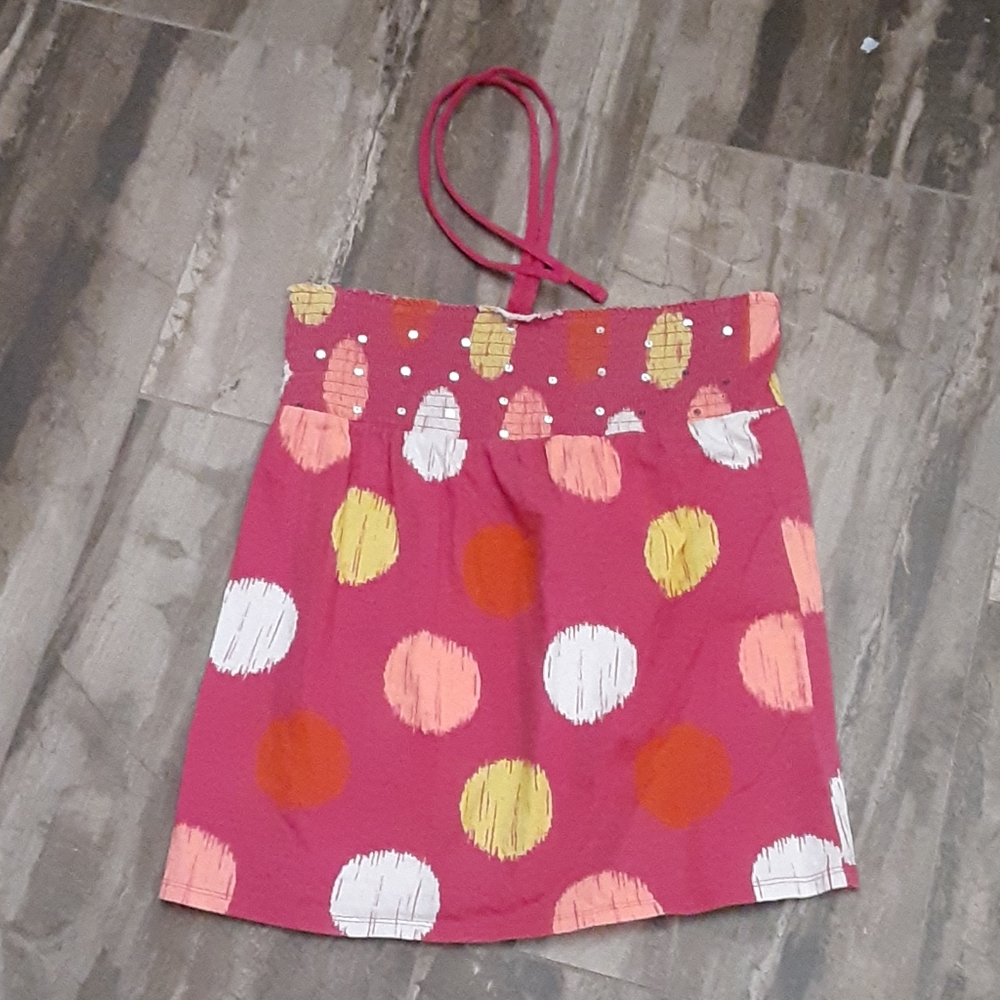 Justice size 14 pink polka-dot halter top